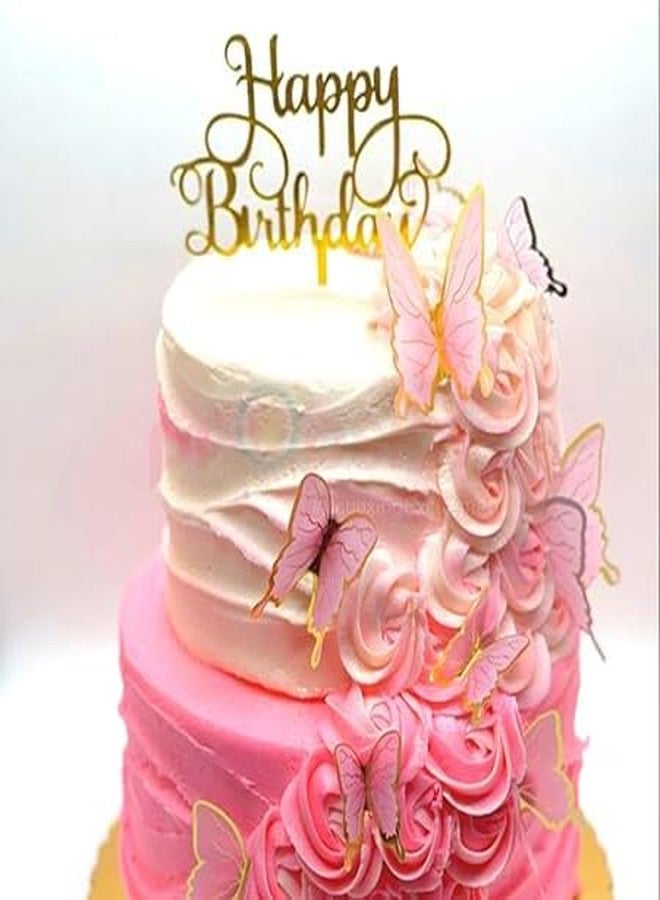 BRIJBAZAAR Happy Birthday Acrylic Cake Topper Pack of 1 Gold Cake Decoration Golden - Image 3